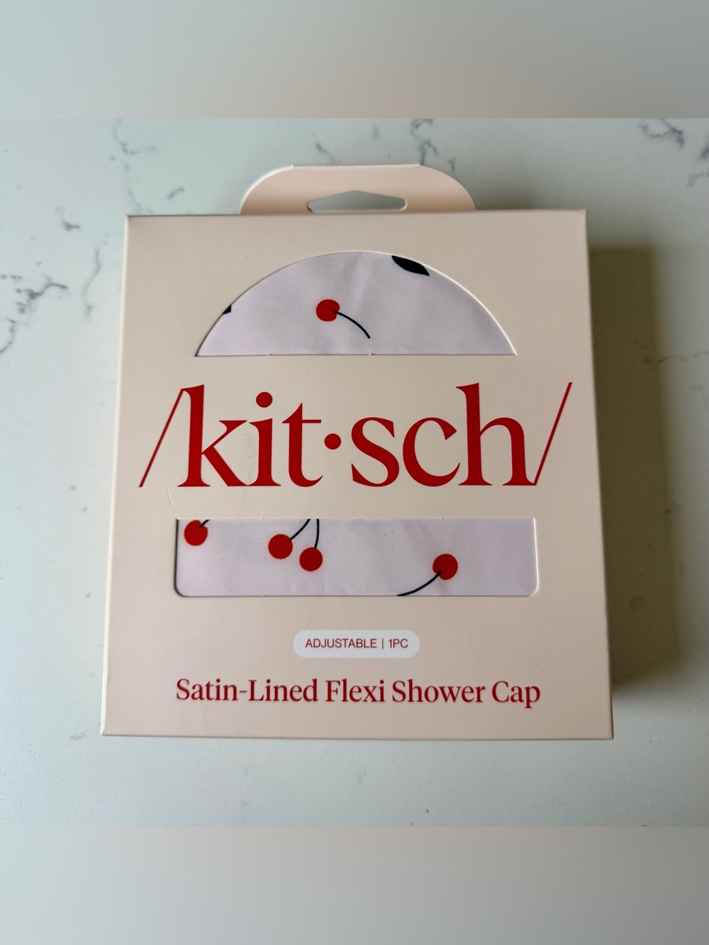 kitsch Satin-Lined Flexi Shower Cap - Cherry Print